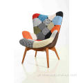 Modern Fabric Patchwork Leisure Lounge Chair com otomano